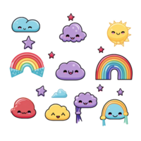 Emoticon Regenbogen süß bunt Aufkleber transparent png