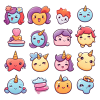 set emoticon unicorn sweet cute sticker transparent png