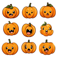 Pumpkin set emoticon cute sticker transparent png