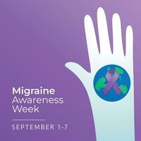 Migraine Awareness Week design template good for celebration. ribbon design template. ribbon vector. flat design. eps 10. vector