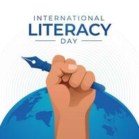 International Literacy Day design template good for celebration. literacy illustration design. flat design. banner template. eps 10. vector