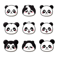 Set emoticon pnda cute sticker transparent png