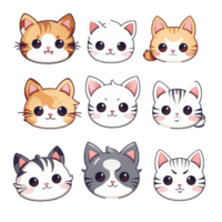 impostato emoticon carino gatto etichetta trasparente png