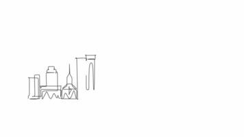 Self drawing animation video of Lexington skyline