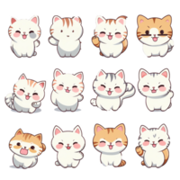 set emoticon cute cat sticker transparent png