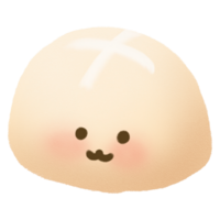 Freshly baked bread with cute face. png