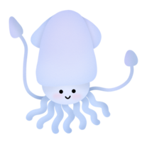 Cartoon caricature of a cute and funny squid from the sea. png