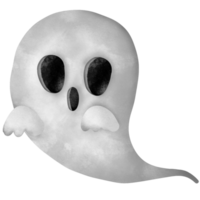 Happy Halloween, Halloween frightening ghost character. Trick or Treat with a creepy cartoon figure. png