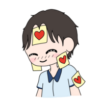 A little cute boy showing love, isolated on a background. png