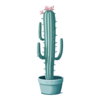 Cactus in a pot. AI Generative Illustration in a flat style png