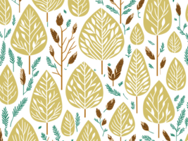 Seamless pattern with stylized leaves. AI Generative illustration for your design png
