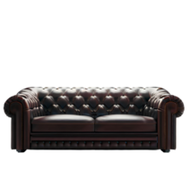 A luxurious leather Chesterfield sofa, on transparent background AI Generated png