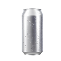 Aluminum soda can with water drops isolated on transparent background with empty space around it AI Generated png