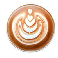 Hot coffee latte with beautiful milk foam latte art texture isolated on transparent background AI Generated png