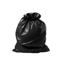 A Black garbage bag on transparent background with empty space around it AI Generated png