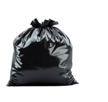 A Black garbage bag on transparent background with empty space around it AI Generated png