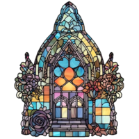 Vintage stained glass House clipart, AI Generated png