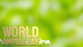 The animal plate and text for  World Animal Day concept 3d rendering photo