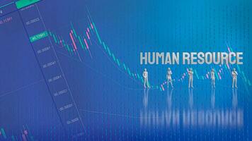 el humano recursos texto y humano figura para negocio concepto 3d representación foto