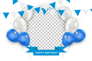födelsedag design. Lycklig födelsedag till du text med elegant blå ballonger. png