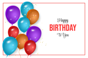 Geburtstag Hintergrund Design. glücklich Geburtstag zu Sie Text mit elegant Luft Luftballons. png