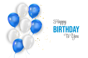 Birthday   design. happy birthday to you text with elegant blue balloons. png