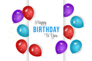 födelsedag bakgrund design. Lycklig födelsedag till du text med elegant luft ballonger. png