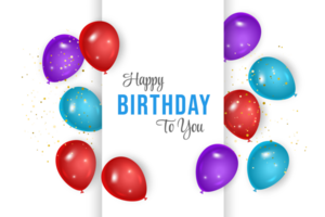 birthday  background design. happy birthday to you text with elegant air balloons. png