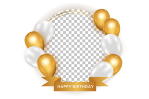 Geburtstag Hintergrund Design. glücklich Geburtstag zu Sie Text mit elegant Gold Luftballons. png