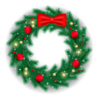 Christmas wreath design merry christmas door decoration element with christmas ball ribbon and snowflake and star png