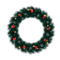 Christmas wreath design merry christmas door decoration element with christmas ball ribbon and snowflake and star png