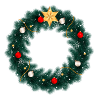 Navidad guirnalda diseño alegre Navidad puerta decoración elemento con Navidad pelota cinta y copo de nieve y estrella png