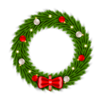 Christmas wreath design merry christmas door decoration element with christmas ball ribbon and snowflake and star png