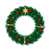 Christmas wreath design merry christmas door decoration element with christmas ball ribbon and snowflake and star png