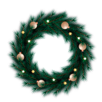 Christmas wreath design merry christmas door decoration element with christmas ball ribbon and snowflake and star png