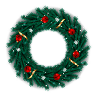 Christmas wreath design merry christmas door decoration element with christmas ball ribbon and snowflake and star png