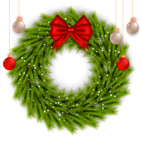 Christmas wreath design merry christmas door decoration element with christmas ball ribbon and snowflake and star png