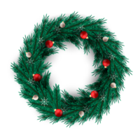 Christmas wreath design merry christmas door decoration element with christmas ball ribbon and snowflake and star png