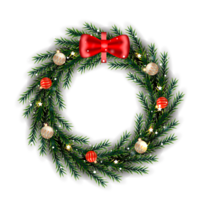 Navidad guirnalda diseño alegre Navidad puerta decoración elemento con Navidad pelota cinta y copo de nieve y estrella png