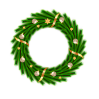 Christmas wreath design merry christmas door decoration element with christmas ball ribbon and snowflake and star png