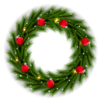 Christmas wreath design merry christmas door decoration element with christmas ball ribbon and snowflake and star png