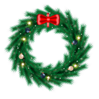 christmas wreath design merry christmas door decoration element with christmas ball ribbon and snowflake and star png