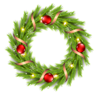 Kerstmis krans ontwerp vrolijk Kerstmis deur decoratie element met Kerstmis bal lint en sneeuwvlok en ster png