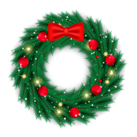 christmas wreath design merry christmas door decoration element with christmas ball ribbon and snowflake and star png