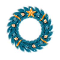 Kerstmis krans ontwerp vrolijk Kerstmis deur decoratie element met Kerstmis bal lint en sneeuwvlok en ster png