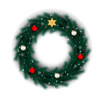 Navidad guirnalda diseño alegre Navidad puerta decoración elemento con Navidad pelota cinta y copo de nieve y estrella png