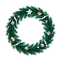 christmas wreath design merry christmas door decoration element with christmas ball ribbon and snowflake and star png