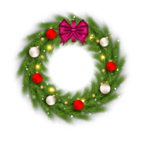 christmas wreath design merry christmas door decoration element with christmas ball ribbon and snowflake and star png