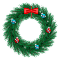 Kerstmis krans ontwerp vrolijk Kerstmis deur decoratie element met Kerstmis bal lint en sneeuwvlok en ster png