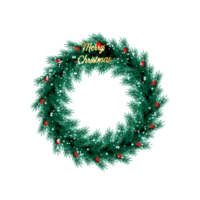 Christmas wreath decoration with Christmas ball and pine branch and Christmas star png